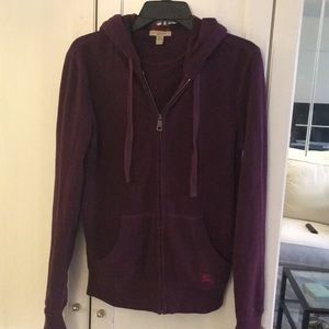 SOFT Burberry Zip Sweatshirt. Tonal Check in Hood